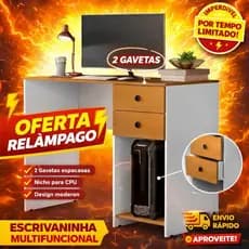 Escrivaninha Mesa Computador Gamer Gaveta e Suporte para CPU Ideal para Setup Gamer e Home