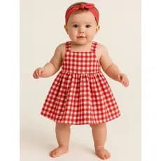 Vestido Infantil Bebê Menina Xadrezinho Roupas Algodão