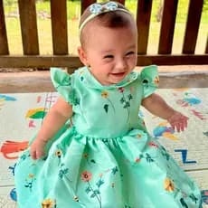 Vestido Infantil Bebê Menina Isis Verde Roupas Algodão