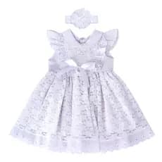 Vestido Infantil Bebê Menina Larissa com Tiara Roupas Algodão