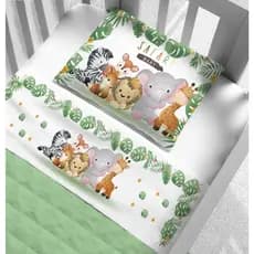 Kit Lençol para Berço Padrão 3 Peças Infantil com Fronha e Lençol de Elástico
