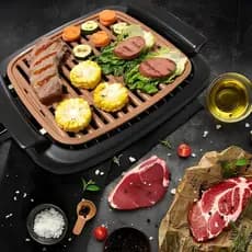 Churrasqueira Elétrica Grill Potente Sem Fumaça Grelha Cerâmica Premium Antiaderente Bivolt