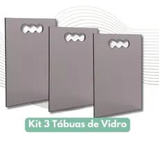 KIT 3 TÁBUAS DE VIDRO PARA CHURRASCO 40X25 8MM FUMÊ