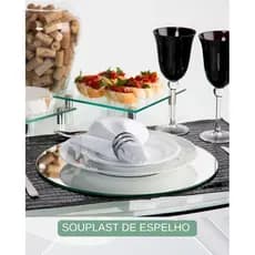 KIT 6 SOUPLATS DE ESPELHO 30CM – VIDRO 4MM LAPIDADO – MESA POSTA