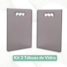 KIT 2 TÁBUAS DE VIDRO PARA CHURRASCO 40X25 8MM FUMÊ