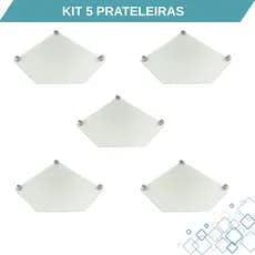 KIT 5 PRATELEIRAS DE VIDRO DE CANTO ORGANIZADOR DE COZINHA/LAVANDERIA CANTONEIRA 25X25 6 MM INCOLOR