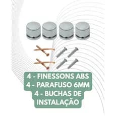 Botão Francês para Espelho  4 Finesson + Parafusos + Buchas