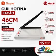 Guilhotina Facão 46cm A4 Manual Profissional Corta 15 Folhas Alta Precisão LASSANE