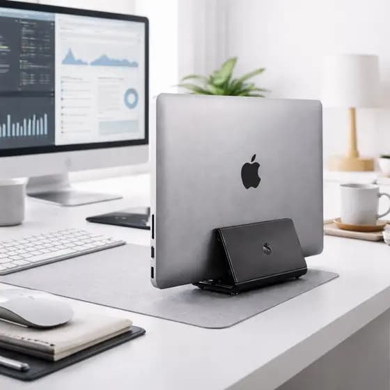 Suporte Notebook Laptop Fechado Vertical De Mesa Fino S16x