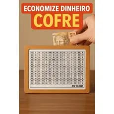 Cofre Desafio 20mil/10mil/5mil/1mil - Caixa Dinheiro De Madeira - Método Japonês - Escolha seu Objetivo!