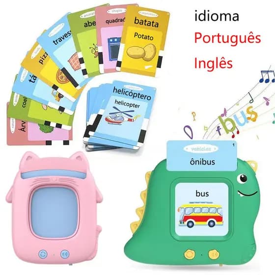 Pronúncia Portátil Máquina De Cartões De Aprendizagem Oral Kids Educational Toys（Português e Inglês）
