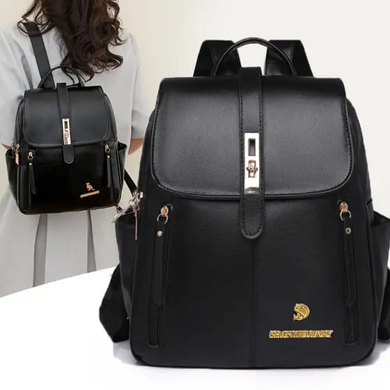 Mochila feminina PU Backpack Street de grande capacidade da moda