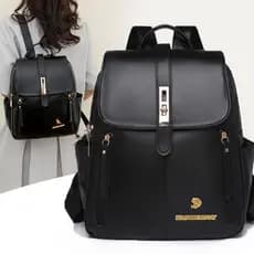 Mochila feminina PU Backpack Street de grande capacidade da moda