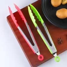 Pegador de Alimentos Silicone Inox 26cm Cozinha Resistente e Durável