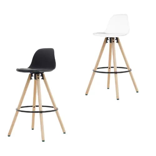 Banqueta Alta Eiffel Charles Eames Assento estofado Preta ou Branca para Cozinha e Balcão