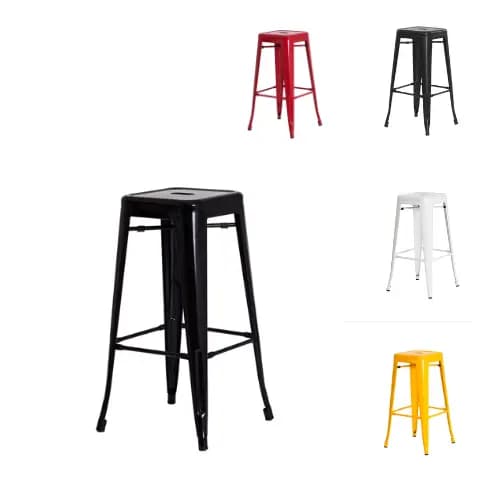 Banqueta Alta Tolix (Sem Encosto) Aço Reforçado Cozinha Bancada Bistrô - Diversas Cores