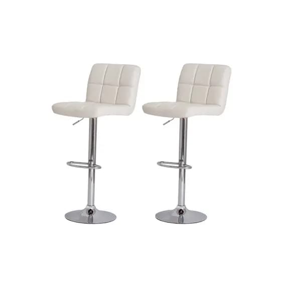 Kit 2 Banquetas Estofada Gomos Branca Base Giratória Cromada Altura Regulável Cozinha Bar Bancada