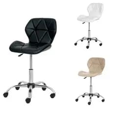 Cadeira Escritório Slim Office Eiffel Max Estofada de Couro Base Giratória Cromada Altura Ajustável