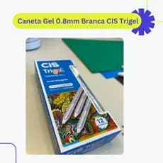 Caneta Gel Branca Cis Trigel 0.8mm Para Scrapbook, Bullet Journal, Papel Escuro e Micropigmentação