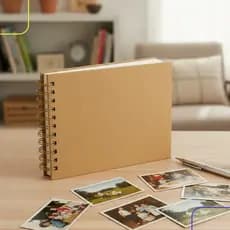 Scrapbook Álbum de Fotos Médio A5 Capa Dura Kraft 15x21cm 50 Páginas Jornal ou Caderno para Fotos