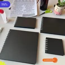 Álbum de Fotos Scrapbook 25 folhas (50 páginas) Preta Lisa Capa Dura 4 Opções de tamanho