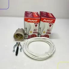 Kit Iluminação Churrasqueira Área Gormet C/ 2 Lâmpadas + 3m Fio Alta Temperatura + Soquete + Suporte
