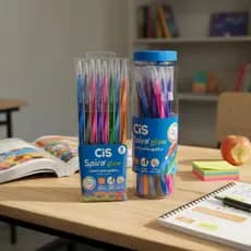 Caneta CIS Spiro Glow Estojo com 8 ou  Pote com 24 unidades Coloridas 0,7mm Kit Escolar Cores Vibrantes