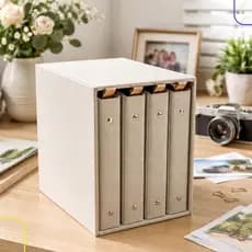 Álbum Fotográfico Maleta Box Luxo com 4 Álbuns em Linho Para 160 fotos 15x21cm ou 320 fotos 10x15cm Acabamento Premium