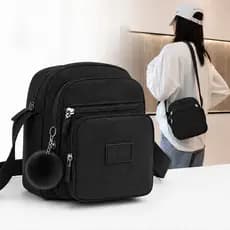 Bolsa feminina tiracolo impermeável Com pompom Casual mochila transversal leve Alça Ajusavel leve 3em1 Nylon