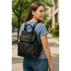 Mochila de Couro Macio e Leve Original Ant Furto Com Garantia Preto da Andória