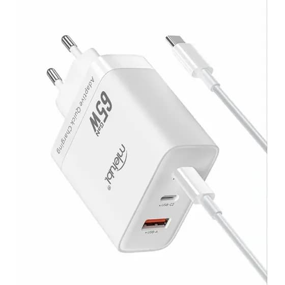 Carregador Turbo 65W Mietubi Saída 2 C + USB  Cabo