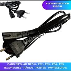 Cabo De Força Tv Radio  Bipolar Para Ps2 Ps3 Ps4 Ps5 xbox Series S / X impressoras 1,5 Metros