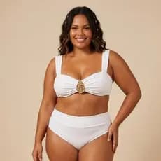 Biquíni Branco Plus Size e GG Premium Luxo com Compressão Disfarça Barriga e Valoriza Empina Bumbum