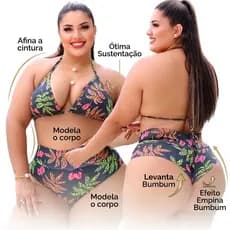 Biquíni Plus Size Cortininha Boa Sustentação Calcinha Fio Duplo Empina Levanta Bumbum Confortável GG Tendência 2026
