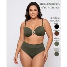Biquíni Plus Size Cintura Alta Modelador com Bojo Sustentação GG G1 G2 G3  Levanta Bumbum Cintura Alta Confortável Moda