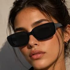 Óculos De Sol Feminino Retrô Quadrado Preto UV400 Fashion Blogueira Luxo Premium