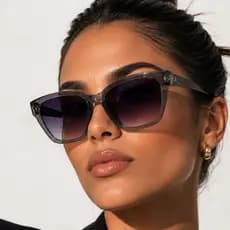 Óculos de Sol Gatinho Cinza Cristal Degrade Violeta UV400 Tendência