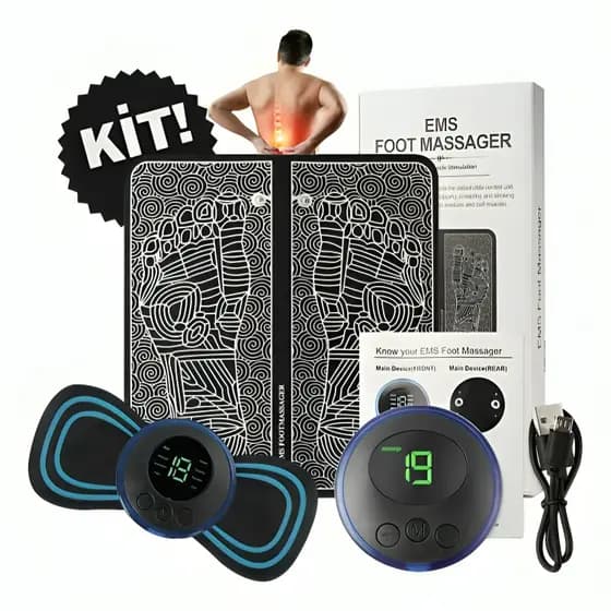 Kit Massageador Elétrico Tapete E Mini Massageador Elétrico Dor Pés E Musculares Massageador Pés e Pescoço Elétrico