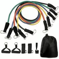 Kit Elástico Extensor 11 Peças Treino em Casa Academia Fisioterapia