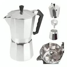 Cafeteira Italiana Alumínio 3/6/9 Xícaras Aço Decorada Top Cafeteira Rápida Cafeteira De Fogão Italiana Aço Inox