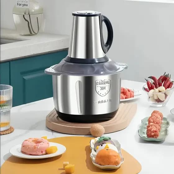 Processador Triturador Elétrico Alça Picador De Alimentos Carne Mixer Processador Cozinha 5 Litros Inox