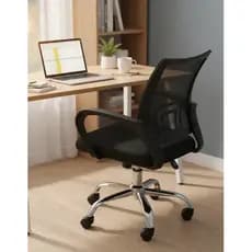 Cadeira de Escritório Preta Cadeira Home Office Giratória Ergonômica Reclinável Estofada Trabalho