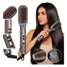 Pente Prancha Escova e Alisadora de Cabelo Escova Cerâmica Bivolt 230° Cabo Girátório