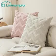 KIT2 Capa de almofada com textura premium impressa para decoração de sofá