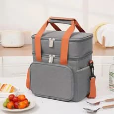 Bolsa térmica 2 andares grande lancheira marmita térmica adulto para trabalho viagem almoço
