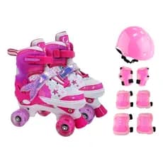 Patins Infantil 4 Rodas+led+ Kit Proteção Incluso Sereia