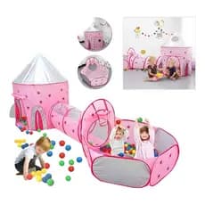Barraca Infantil Rosa Toca Túnel 3 X 1 Barbie Cesta Basquete Barraca Infantil Rosa Toca Túnel 3 X 1