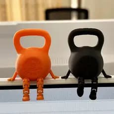 Mini Kettlebell Articulado Impresso Em 3D (Laranja/Preto) – Articulações Móveis , Decoração De Mesa Tamanho Da Palma Mão