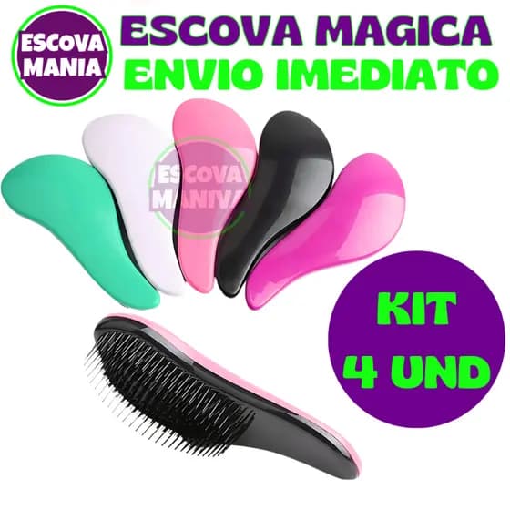 Kit 4 - Escovas Mágicas pra cabelo - Anti Frizz - De Desembaraçar Cabelo