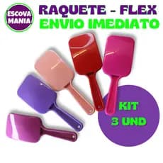 Kit 3 Escova Raquete -Flex Anti Frizz - Pra Cabelo - Para Desembaraçar Cabelos - Com Alta Qualidade
